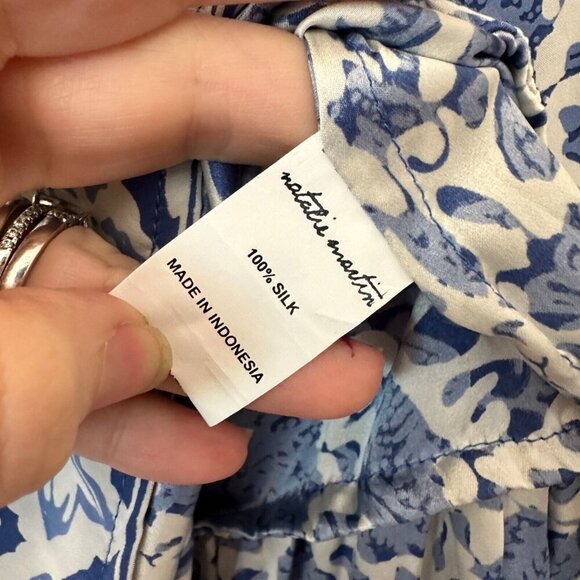 Natalie Martin Womens 100% Silk Mesa Maxi Dress Sz M Geranium Print Boho Prairie - Picture 7 of 9